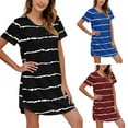 thumbnail image 6 of Big Saving! Women's Nightdress Sleep Short Sleepwear Sleeves Sleepshirt Stripes Nightshirt T-Shirt Nightgown S-XXL, 6 of 11