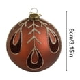 thumbnail image 3 of STPToys Christmas Decoration Electroplated Plastic Hanging Ball Ornament Coffee With Glitter Powder Vintage Leaf Design For Xmas Tree Home Decor, 3 of 6