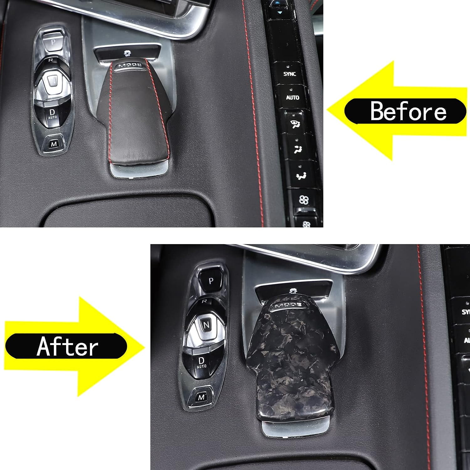 TINKI Real Carbon Fiber Gear Shifter Head Cover Fit for Chevrolet Corvette C8 Z06 Z51 2020 2021 2022 2023, Gear Shift Knob Cover Interior Gear Shifter Head Decoration Protection