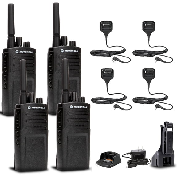 4 x Motorola RMV2080 On-Site 2-Way Business Radio (RMV2080)   4 x HKLN4606 Remote Speaker Mic