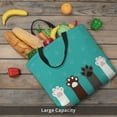 thumbnail image 6 of Naloa Cute Cat Paw And Dog Tote Bag for Women, Foldable Tote Bag With Zipper, Large Shoulder Bag, Top Handle Handbag for Travel, Work, Shopping, 6 of 9