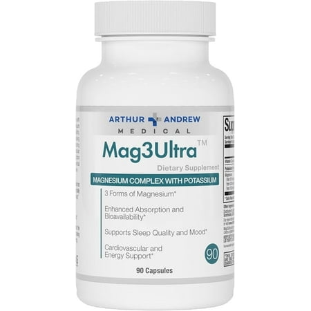 Arthur Andrew Medical, Mag3Ultra Triple Magnesium Supplement, Sucrosomial, Bisglycinate, Taurate, 90 Capsules