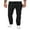 Black, variant on WREESH Men's Sweatpants Linen Drawstring Pocket Elastic Belt Straight Solid Pants Beige