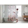 thumbnail image 7 of Serafina Home Pink Grey Butterfly Fabric Shower Curtain for Bathroom: Elegant Flower Garden Toile Design, 7 of 7
