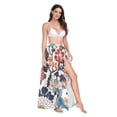 thumbnail image 2 of FORMRS Womens Long Sarong Beach Wrap Semi-Sheer Bikini Skirt Bathing Swimsuit Cover Up, Red Flowers Pattern, 2 of 7