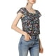 thumbnail image 5 of BLUSA FLORAL PARA MUJER INSPIRADA EN SAN VALENTÍN, CASUAL DE VERANO, CUELLO CUADRADO, MANGA CORTA CON VOLANTES, TALLA 3XL, AZUL MARINO, 5 of 7