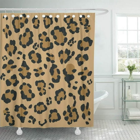 PKNMT Brown Cat Leopard Cheetah Jaguar of Animal Skin Orange Tiger Abstract Africa Asia Shower Curtain Bath Curtain 66x72