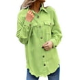 thumbnail image 3 of Women Shirts Washed Denim Shirt Jacket Fashion Casual Women'S Jacket, Women Shirts XL, 3 of 5