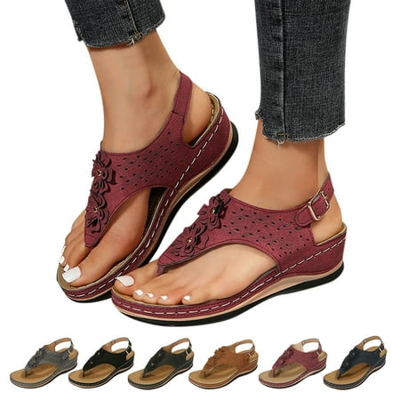 

YOLAI Ergonomic Design Wedge Toe Post Sandals Mitigate Foot Fatigue Comfortable And Functional Shoes