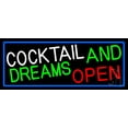 thumbnail image 1 of Cocktail And Dreams With Blue Border LED Neon Sign 10 x 24 - inches, Clear Edge Cut Acrylic Backing, with Dimmer - Bright and Premium built indoor LED Neon Sign for Bar decor., 1 of 7