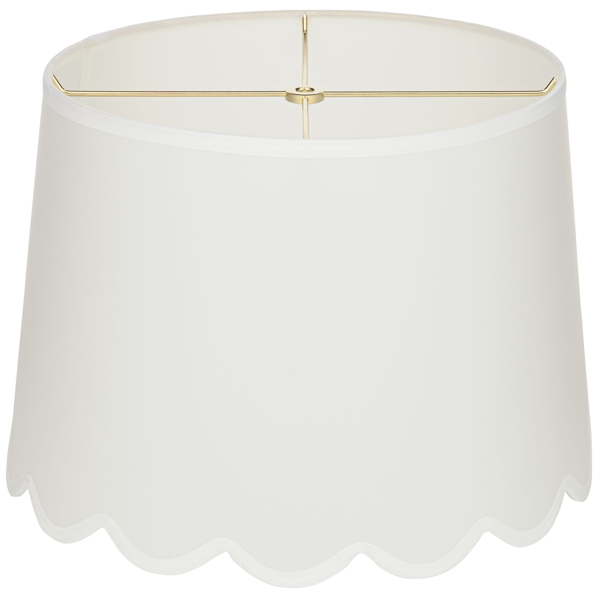 Springcrest Set of 2 Scallop Empire Lamp Shades Medium 13" Top x 15" Bottom x 11" High Spider Replacement Harp and Finial Fitting