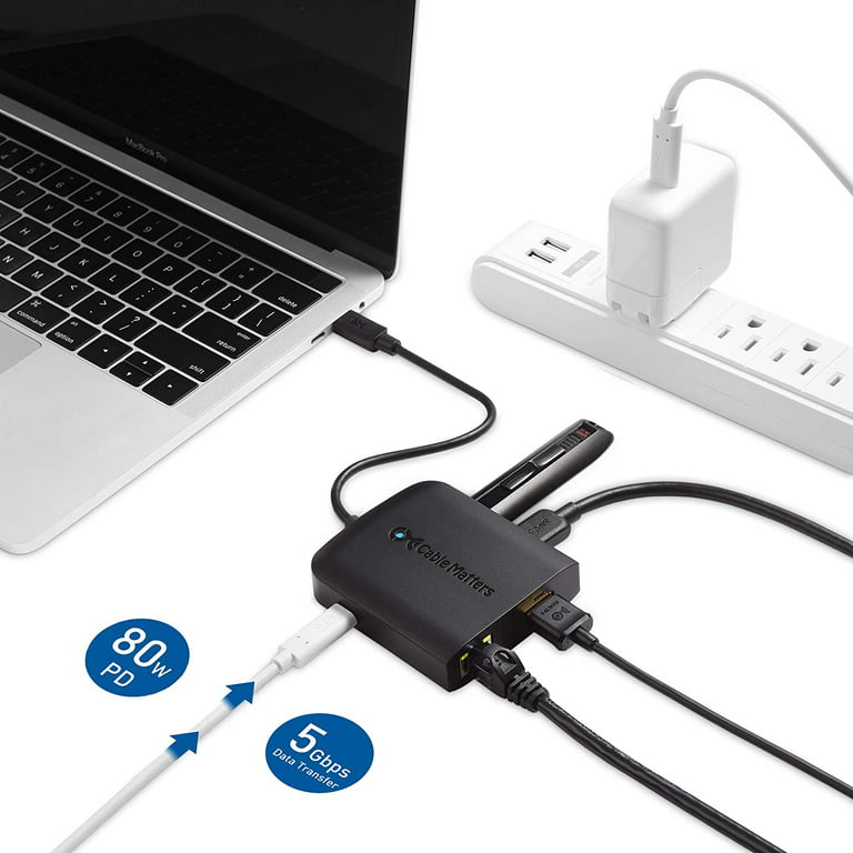 USB-C Multiport Adapter with HDMI - USB 3.0 Port - 60W PD - Black