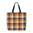 thumbnail image 1 of Easygdp Warm Orange Plaid Bolsa Tote para Mujer, Bolso de Hombro para Trabajo, Playa, Viajes, Compras y Supermercado, 1 of 7