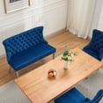 thumbnail image 6 of CQSXDA Velvet Double Dining Loveseat Bench , 2-Seat Tufted Design with Handmade Buttons and Wing Back Style, Black, 6 of 31