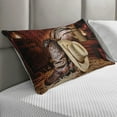 thumbnail image 2 of Western Quilted Pillowcover, American West Rodeo Elements with Antique Supplies Retro Art Photo, Standard King Size Accent Pillow Cover for Bedroom, 36" x 20", Brown Beige, by Ambesonne, 2 of 2