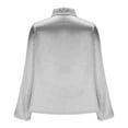 thumbnail image 5 of Women's Elegant Cowl Neck Satin Blouse Long Sleeve Office Work Shirt Silk Top Gray M, 5 of 7
