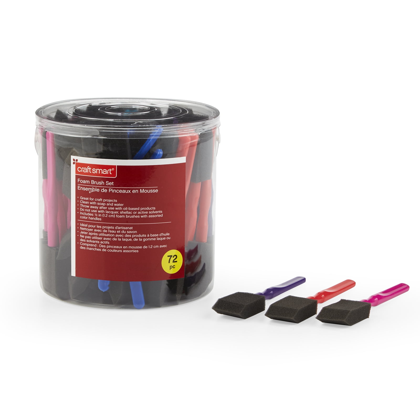 Craft Smart 72 Sheets (216 Total) 1" Foam Brush Set - Great for Staining, Painting, Projects, Arts & Crafts - Bulk 3 Pack