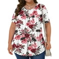thumbnail image 3 of Fantaslook Womens Plus Size Tops Tunic Short Sleeve Shirts Floral Blouses Loose Summer Tops, 3 of 6