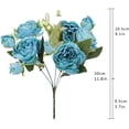 thumbnail image 3 of ZOELNIC 3PACK Artificial Flowers Silk Peony Rose Real Touch Fake Flowers Single Stem with 5 Heads Vintage Bouquet for Home Wedding Party Decoration Blue, 3 of 8