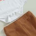 thumbnail image 5 of Okbabeha Infant Baby Girl Fall Clothes Pumpkin Patch Romper Onesie+Knit Bell Bottoms Pants Headband Halloween Outfits Set, 5 of 7