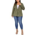 thumbnail image 2 of Agnes Orinda Women's Plus Size Faux Suede Jacket Long Sleeve Notch Lapel Button Blazer Coat 2X Army Green, 2 of 6