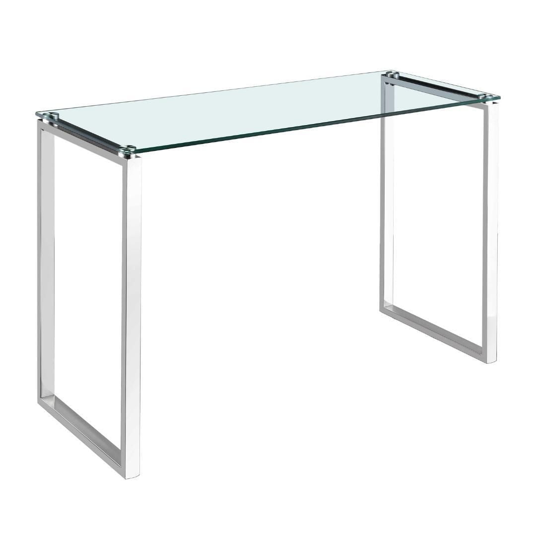 Gyna console table large glass top with shiny gold legs