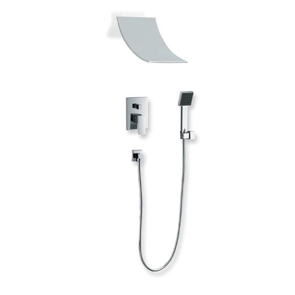 SUMERAIN Modern Shower System with Waterfall Showerhead & Handheld Shower, Wall-Mounted Shower System with Single Handle, Chrome