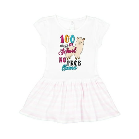 

Inktastic 100 Days of School No Prob Llama Gift Toddler Girl Dress