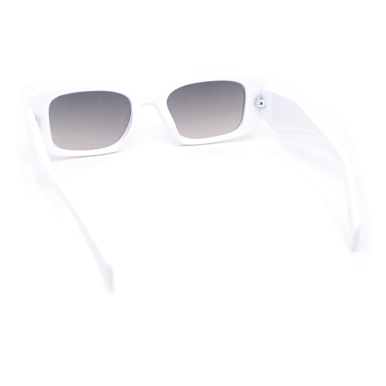 BRAND NEW White Geometric Frame Sunglasses with Center Rhinestone Women main image 3