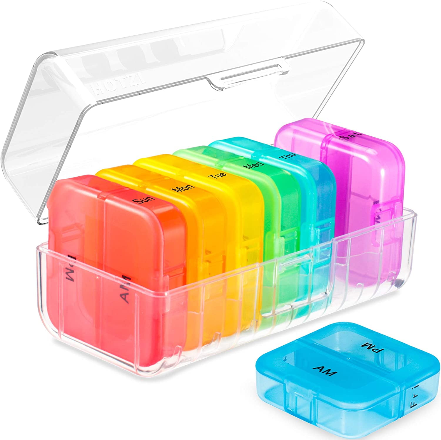 Daviky Weekly Pill Organizer 2 Times a Day, Am Pm Pill Organizer 7 Day, Large Travel Vitamin