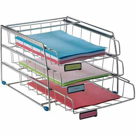 Resistant ALBA 3-Drawer Letter Tray, Chrome Front
