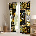 thumbnail image 2 of Manfei Rustic Sunflower Curtains and Drapes (52x84), Black Yellow Curtains Pack of 2, Floral Patchwork Black Out Curtains, Window Curtains Room Decor, 2 of 6