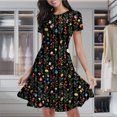 thumbnail image 2 of Floral Pattern Dark Background Design Women's Classic Swing Skater Dress Casual Work Party Cocktail Dresses, 2 of 6