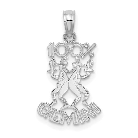 Diamond2Deal 14K White Gold 100% GEMINI Zodiac Charm Pendant for Women (L- 0.78 inch, W- 0.47 inch)
