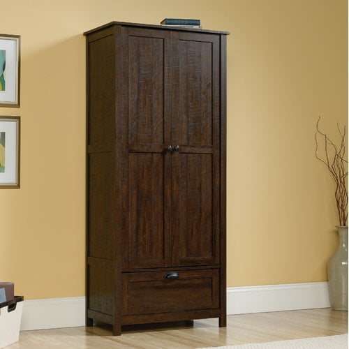 Sauder Storage Cabinet, Rustic Walnut Finish