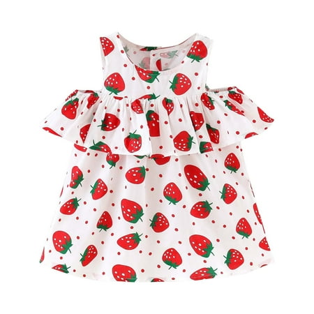 

Summer Savings Clearance! Dezsed Summer Dress For Kids Girl Toddler Baby Girls Floral Print Cotton Beach Dresses Cute Ruffled Drop Shoulder Dress 1-4 Years Vestido Infantil