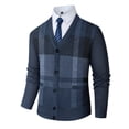 thumbnail image 6 of Samdudou Mens Sweaters Casual V Neck Button Down Plaid Pattern Long Sleeve Knitted Outerwear Classic Ribbed Trim Hem Fall Winter Warm Apparel for Business Work Holiday Gathering, 6 of 8