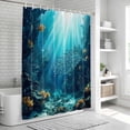 thumbnail image 6 of Natural Ocean Fish Bathroom Shower Curtains with 12 Hooks Waterproof Shower Curtain for Stalls and Bathtubs Coral Blue Underwater Coral Sunshine Decorative Bathroom Privacy Curtain 36x72 Inches, 6 of 9