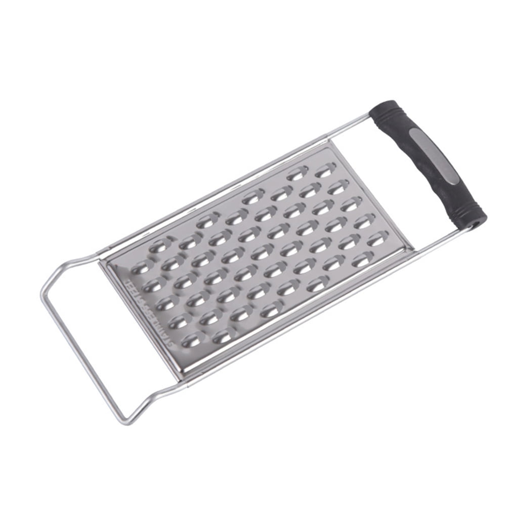 Stainless Steel No Skid Bottom Flat Grater Handheld Garlic Grater Kitchen  Gadget for Ginger Soft Handle Black Handle Small Hole 