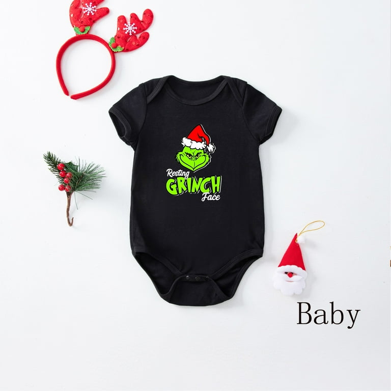 2024 Christmas Grinch Family Matching Jammies Fancy Dress Family Matching Outfits Grinch Fashion Print Sleepwear for Baby Kid Men Women Couples Walmart