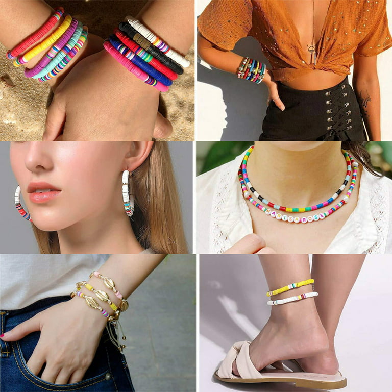 Xinhongo 2000pcs Purple Clay Beads Heishi Beads Polymer Clay Flat Beads for  Jewelry Making Earring Bracelets Necklace