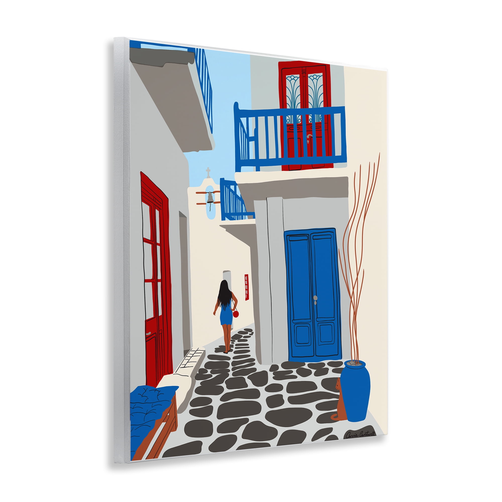 Stupell Industries Mykonos City Alley Buildings & Architecture Painting Unframed Art Print Wall Art, 11 x 14