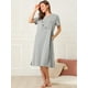 thumbnail image 2 of Camisa De Noche Camisones Vestido Pijamas Ropa De Dormir Suave Manga Corta Estampada Linda Para Mujer  Gris M, 2 of 6