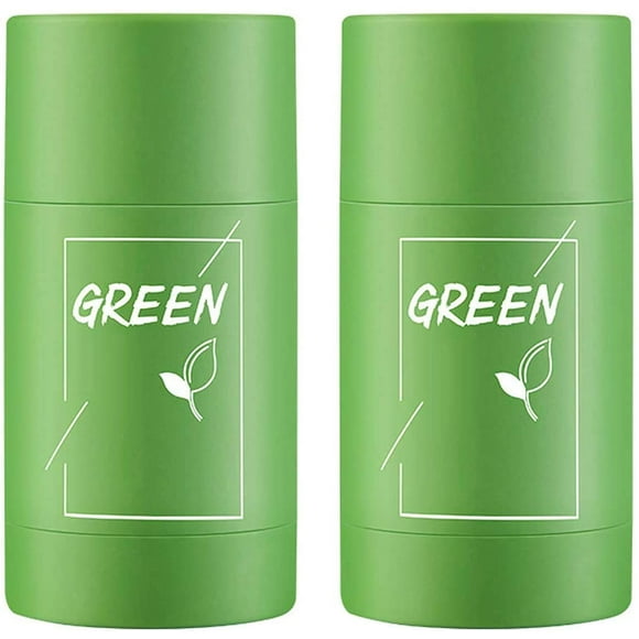 2 Pcs Bâton d'Argile Purifiante au Thé Vert Contrôle de l'Huile Anti-Acné, Éliminateur de Points Noirs, Hydrate le Contrôle de l'Huile, Nettoie en Profondeur les Pores, Améliore la Peau, pour Tous les Types de Peau Hommes Femmes