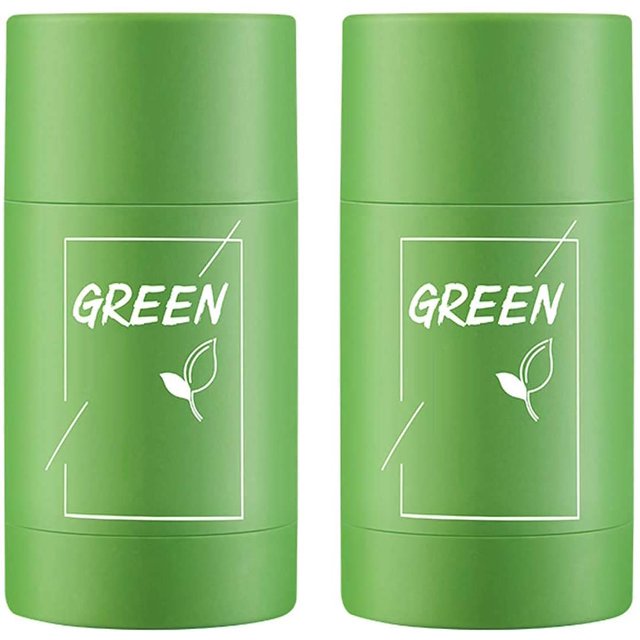 2PCS Green Tea Purifying Clay Stick Oil Control Anti-Acne, Blackhead Remover, Moisturizes Oil Control, Deep Clean Pore, Improves Skin,for All Skin Types Men Women