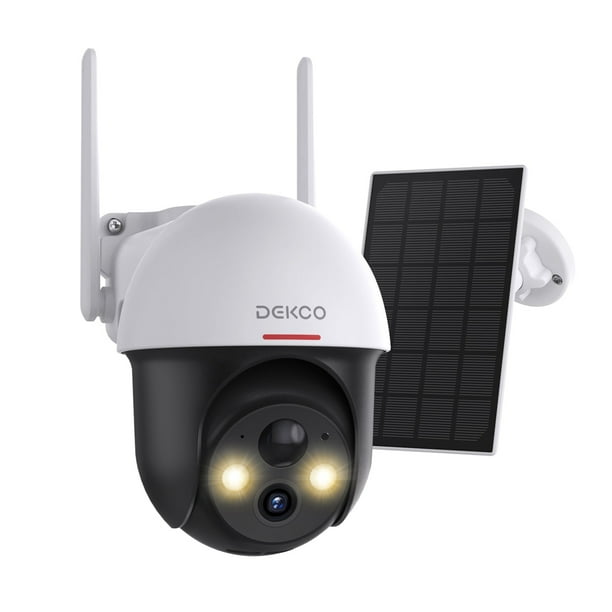 DEKCO Rotating Outdoor Solar Dome Home Security Camera with Motion