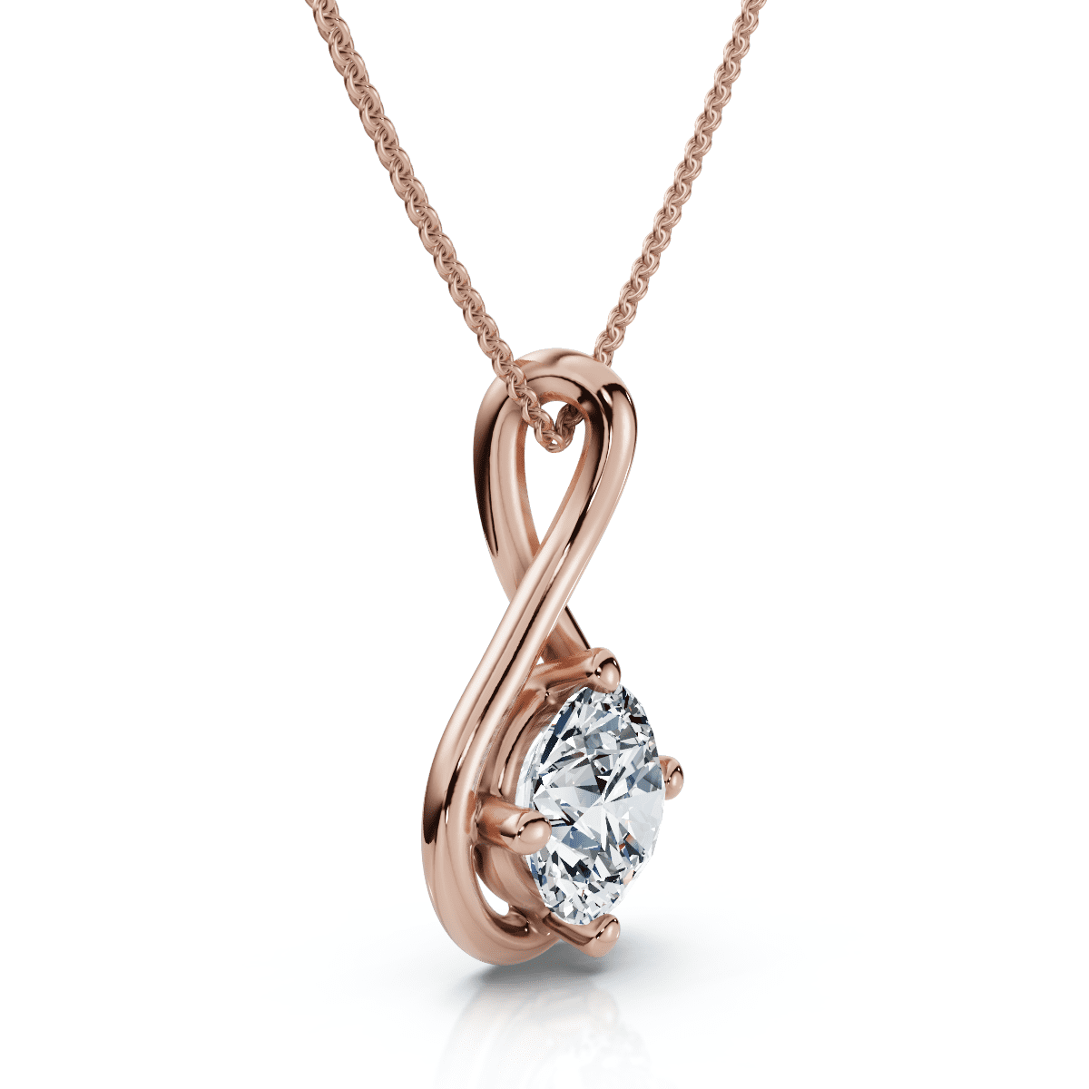 Pompeii 1Ct Diamond Infinity Pendant 14k Gold Necklace 18" Lab Grown EF/VS (E/F,VS1-VS2)