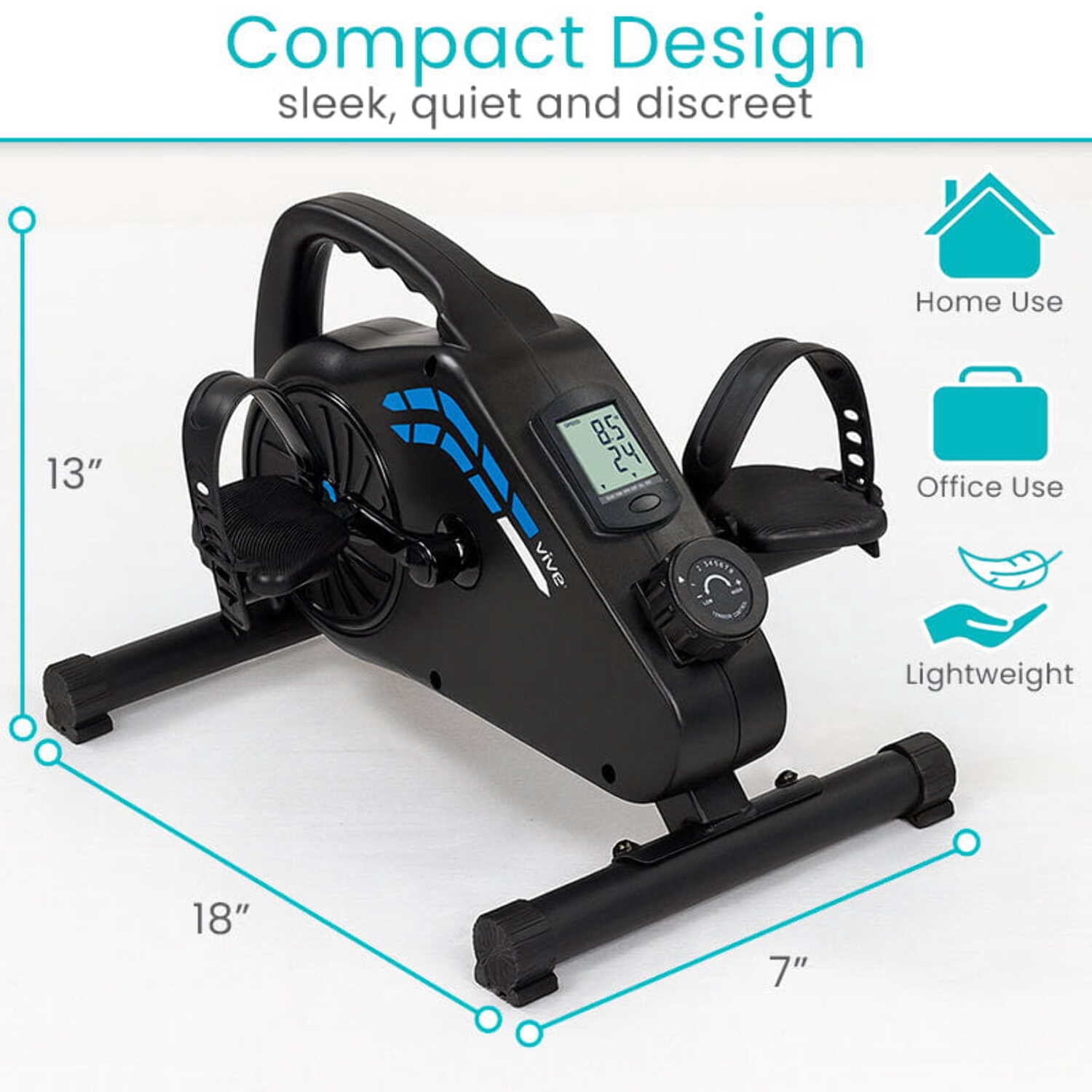 Vive Under Desk Bike Pedal Exerciser – Magnetic Desk Cycle for Arm & Leg Exercise, Portable Seated Stationary Bike for Home & Office
