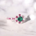 thumbnail image 2 of Round Cut Lab Emerald Solid Gold Ring Ruby Halo Ring Engagement Ring Green Emerald May Birthstone Ring Gemstone Ring For Women Christmas Gift For Her, 2 of 4