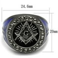 thumbnail image 2 of Luxe Jewelry Designs Men's Masonic Style Stainless Steel Ring with Black Diamond Top Grade Crystals, 2 of 4